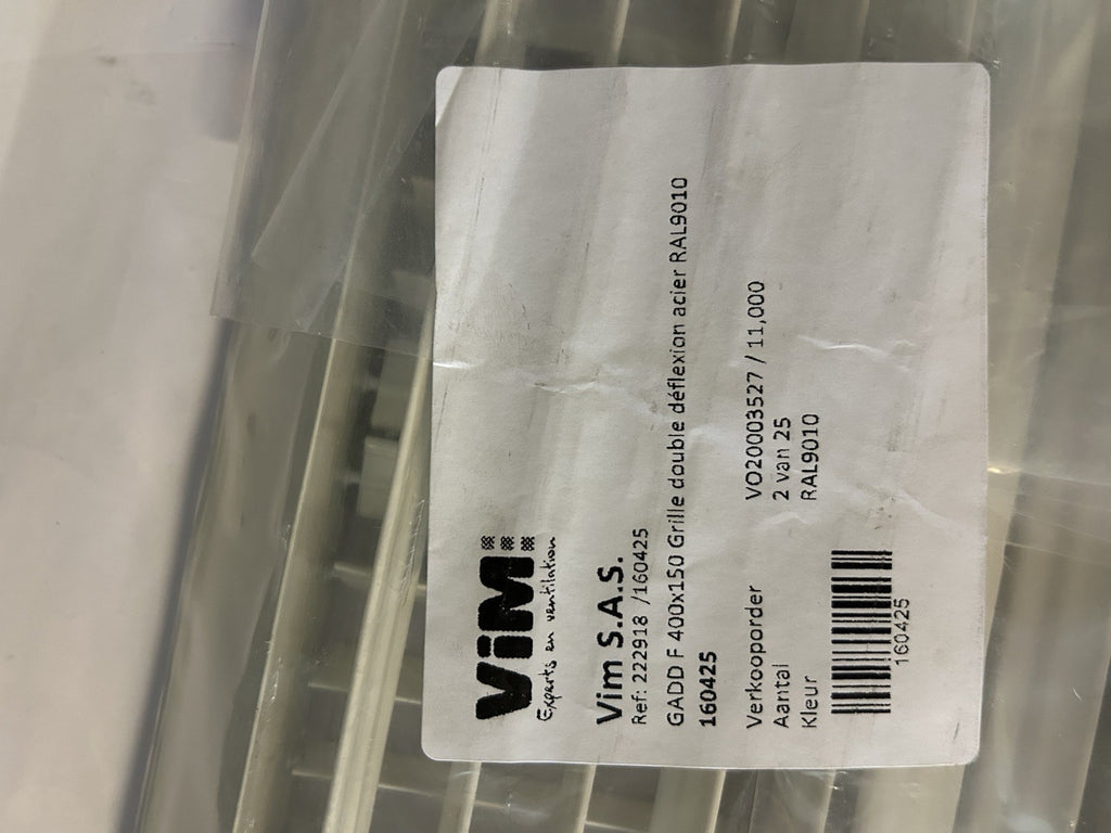 Grille de ventilation double déflection VIM 400x150 mm - Acier RAL 9010
