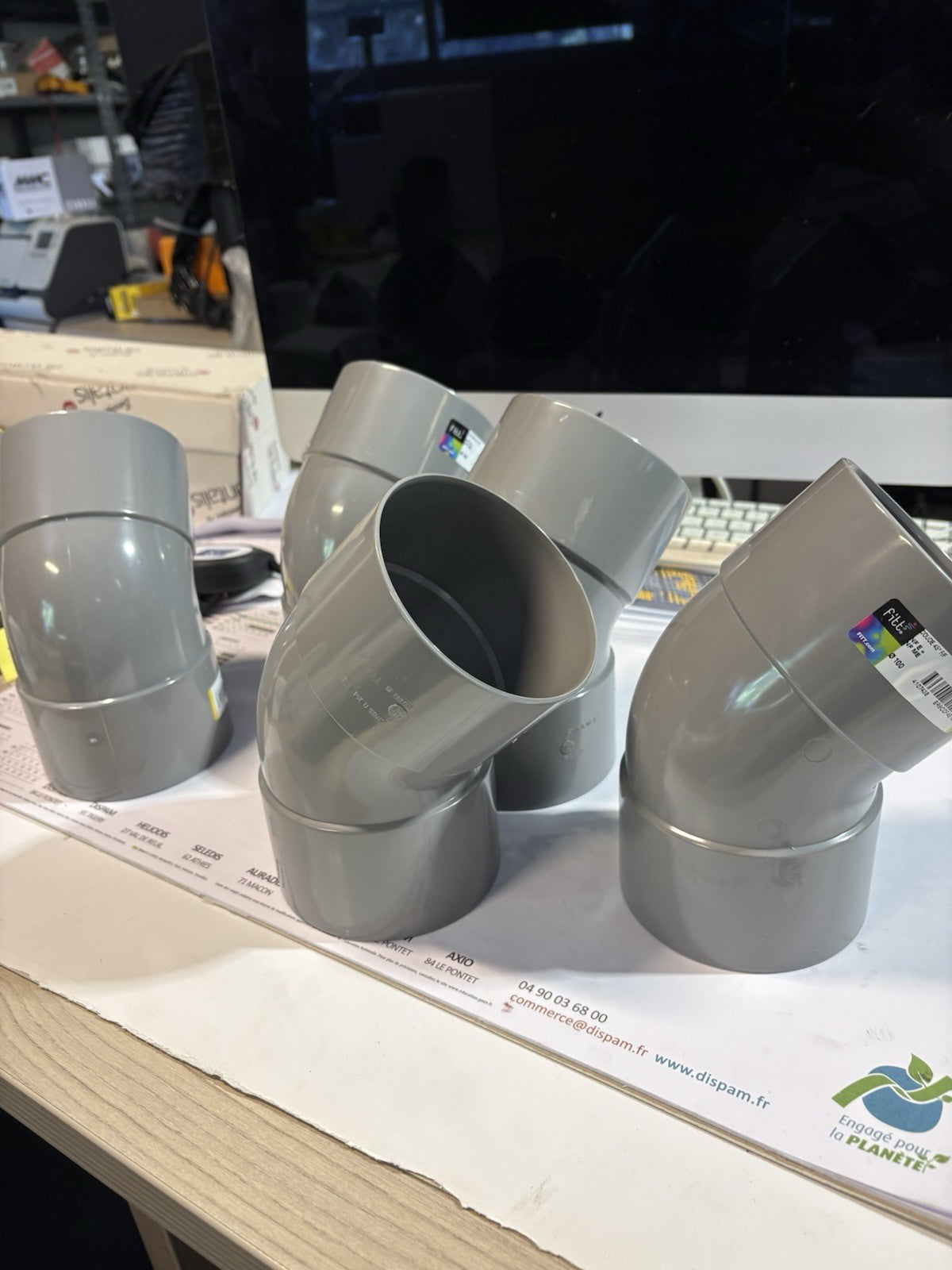 Lot de 5 Coude PVC En diam 100 À 45 Degrés fitt