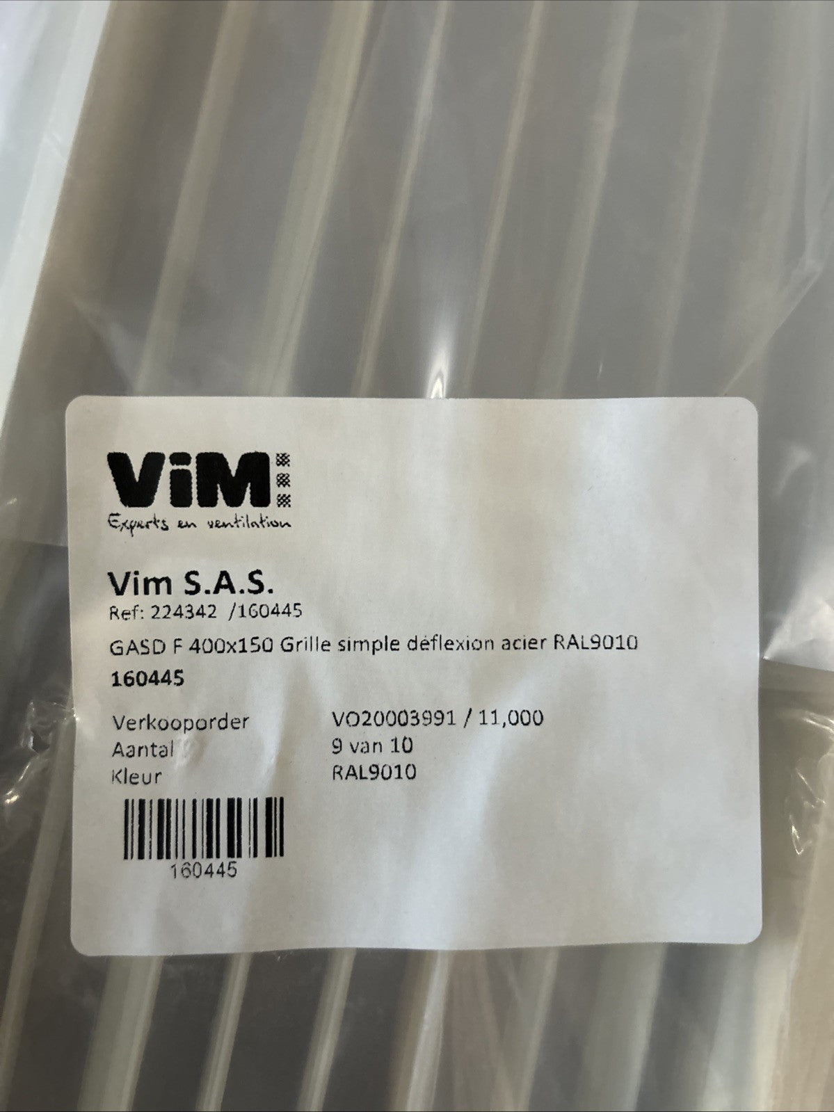 Grille de ventilation acier ViM GASD F 400x150 - Neuve - RAL 9010