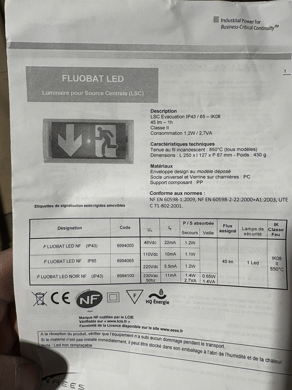 fluobat led nf aees