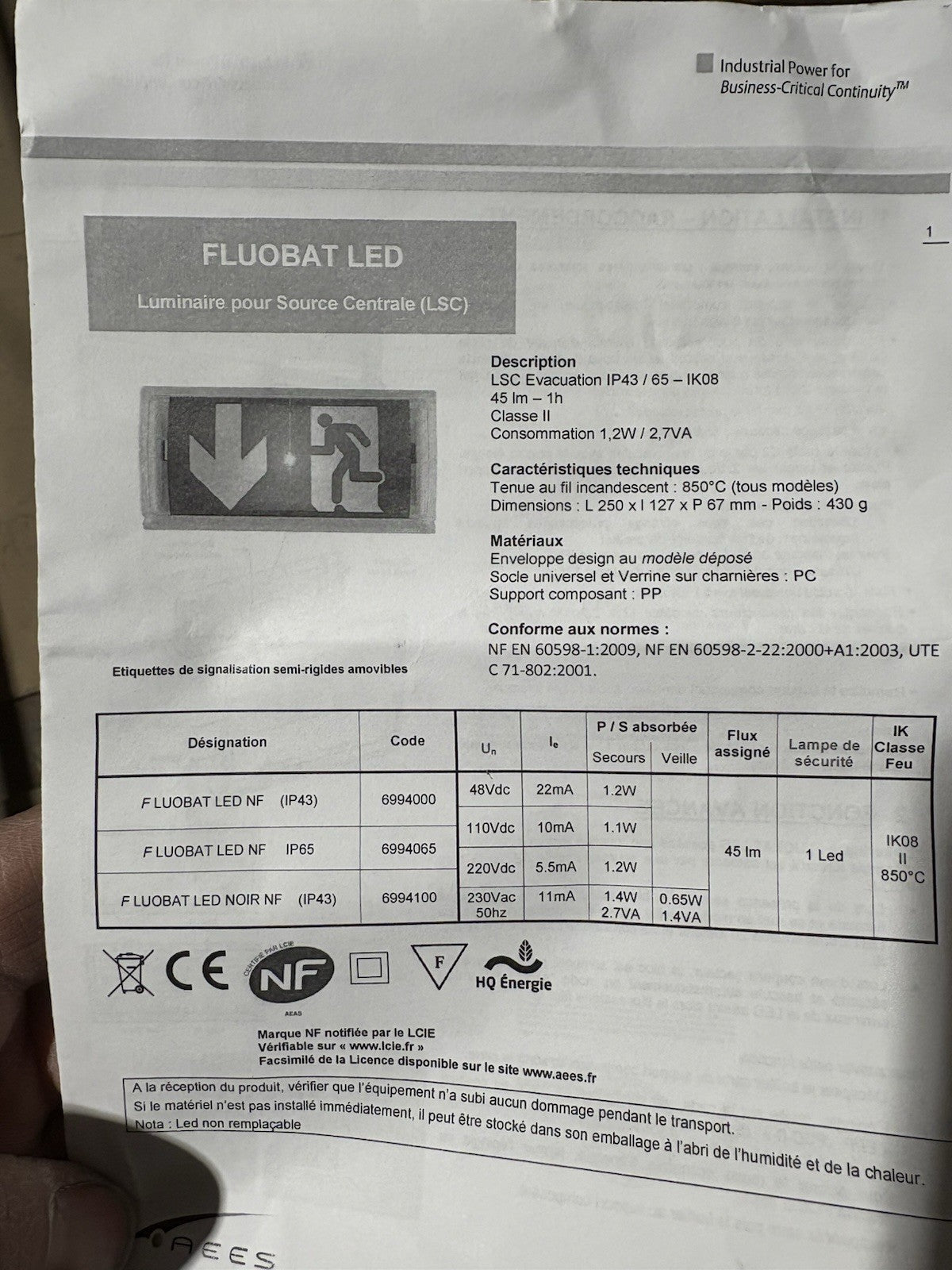 fluobat led nf aees