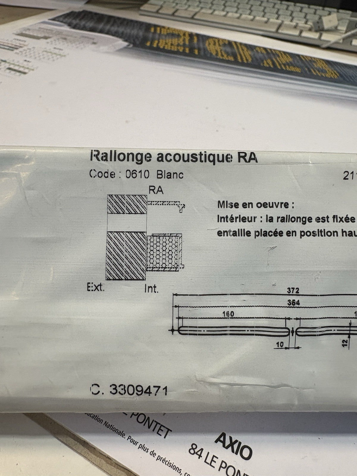 Rallonge acoustique ra code 0610 blanc entrée d’air ventilation