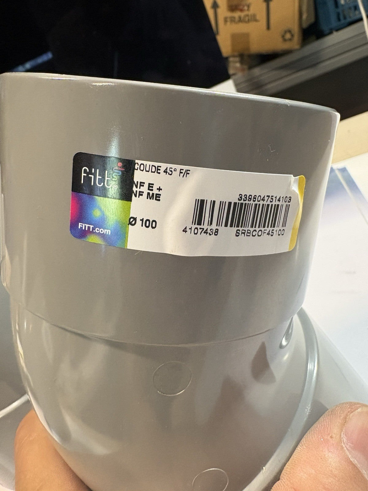 Lot de 5 Coude PVC En diam 100 À 45 Degrés fitt