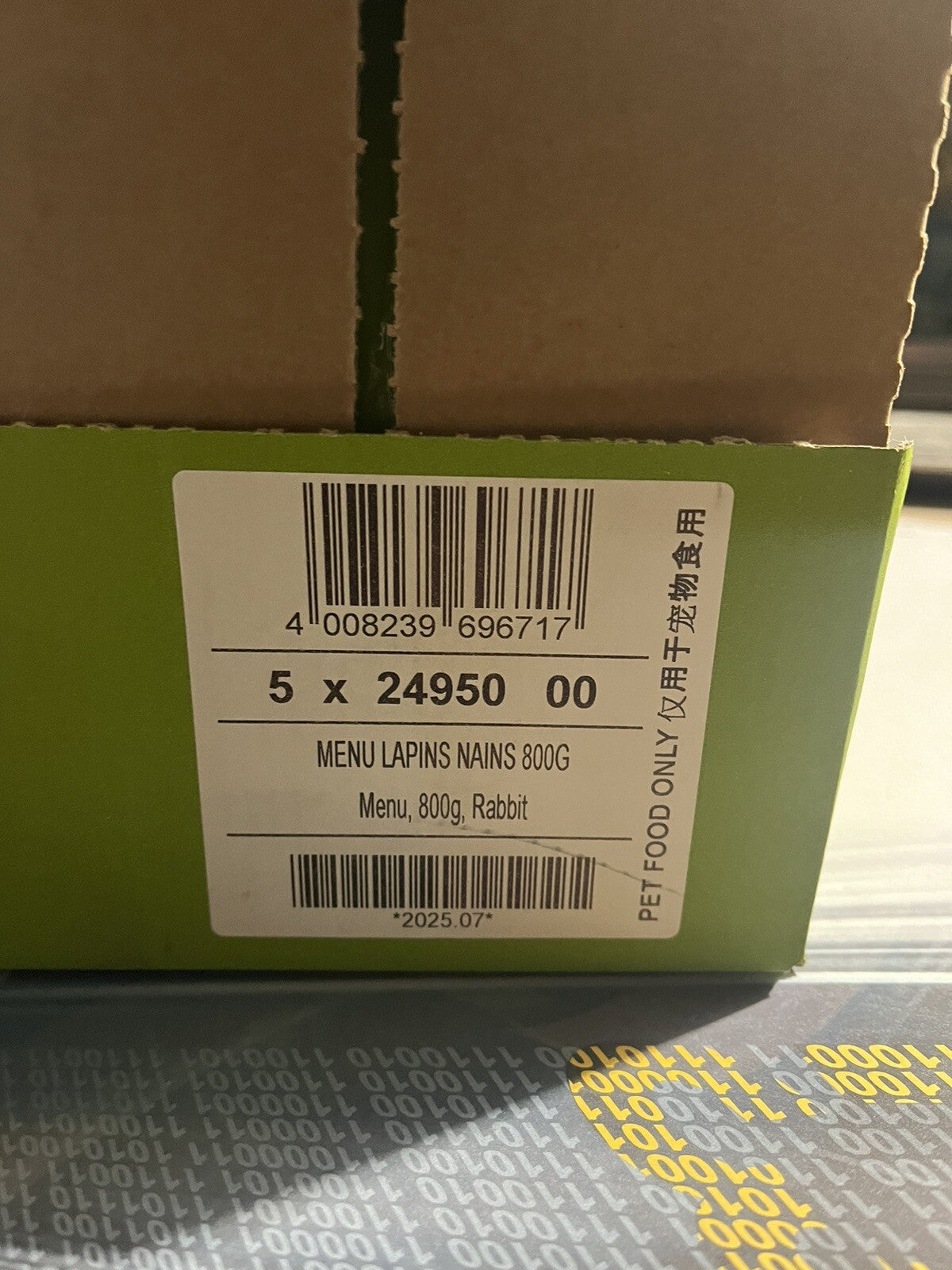 Menu Lapins Nains Carton De 5 Paquets De 800gr