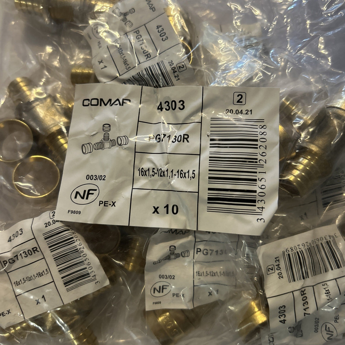 Lot De 10 Té réduit à glissement 16x1,5-12x1,1-16x1,5