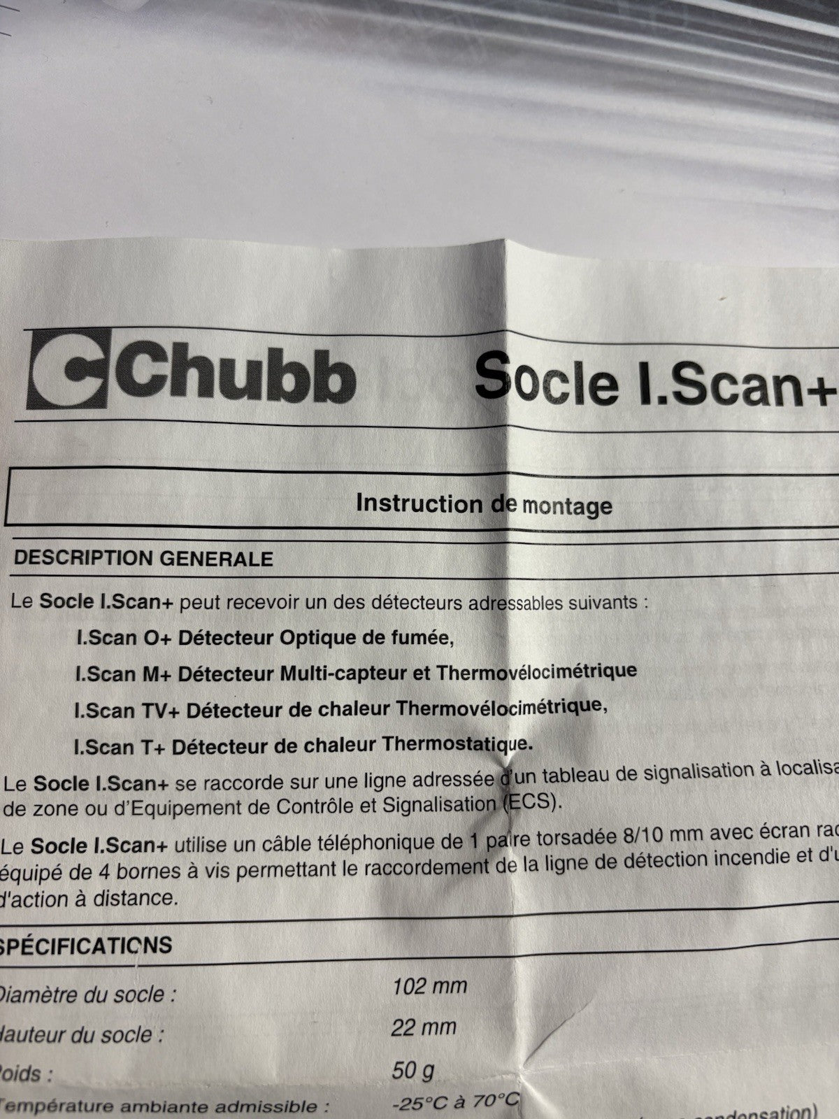 Socle chubb i.scan+ iv pour détecteur optique