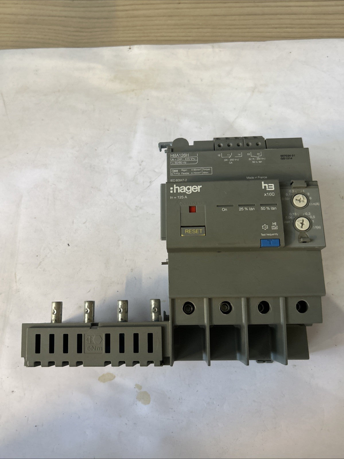 Bloc différentiel Hager HBA126H - h3 x160 - 125A - 4P
