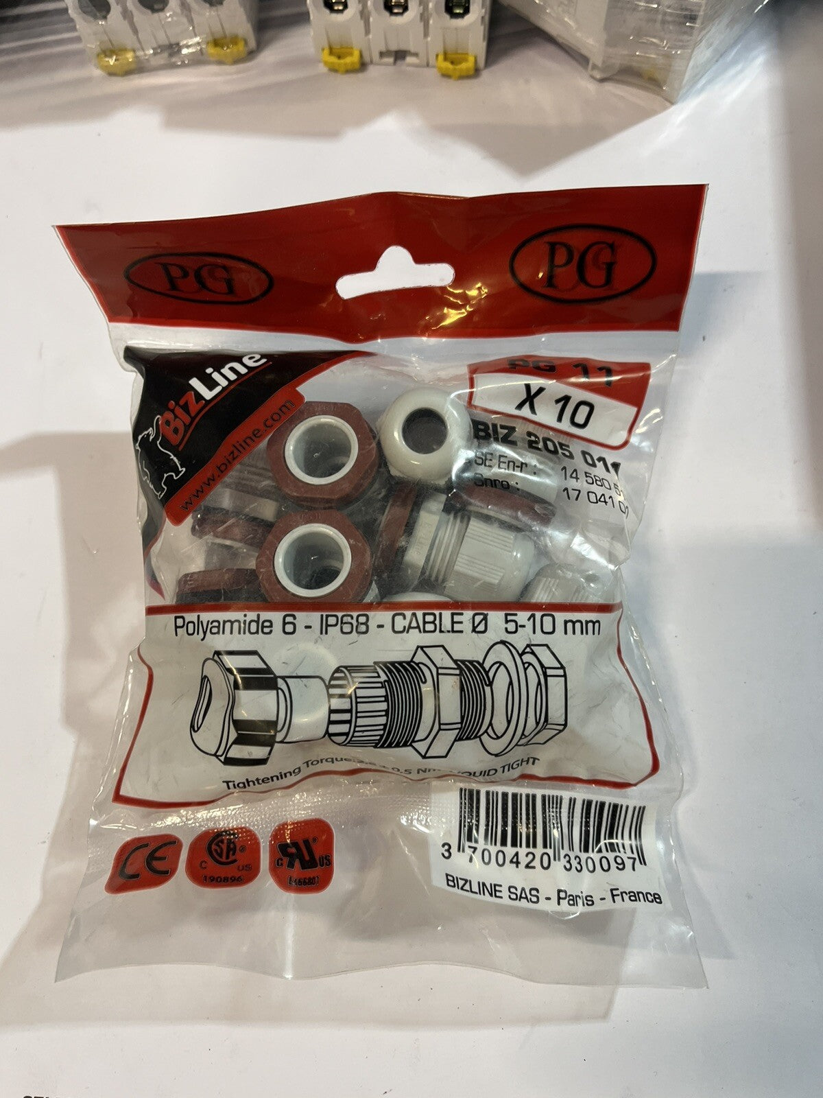 Lot de 10x Presse étoupe PG11 polyamide