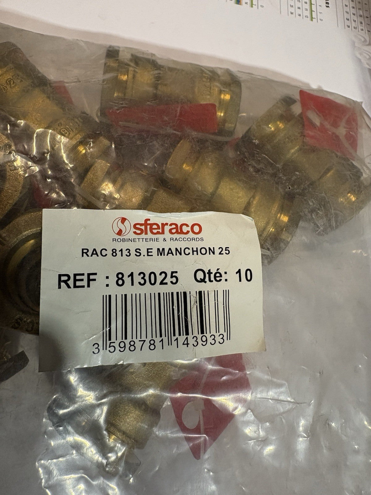 Raccord laiton sferaco manchon 25 Ref 813025
