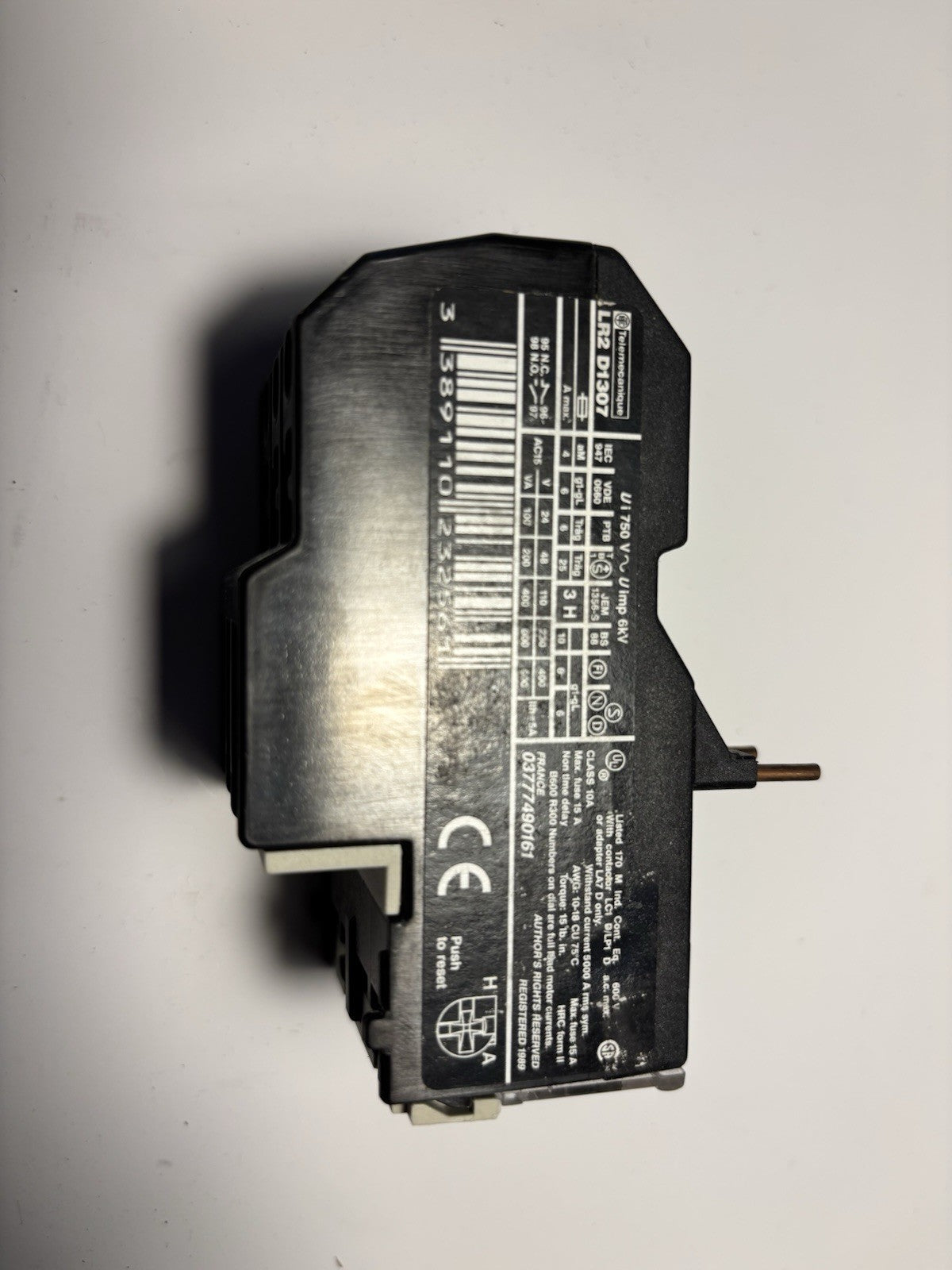 Relais thermique TeSys Télémécanique / Schneider - LR2 D1307 (1,0 - 1,6 A)