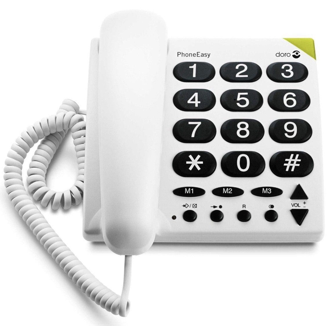 Téléphone Fixe Grosses Touches avec Mémoire Directe Doro PhoneEasy 311C Blanc