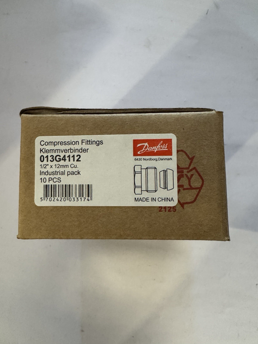 RACCORD A Pression 1/2" X 12 - Danfoss 013G4112