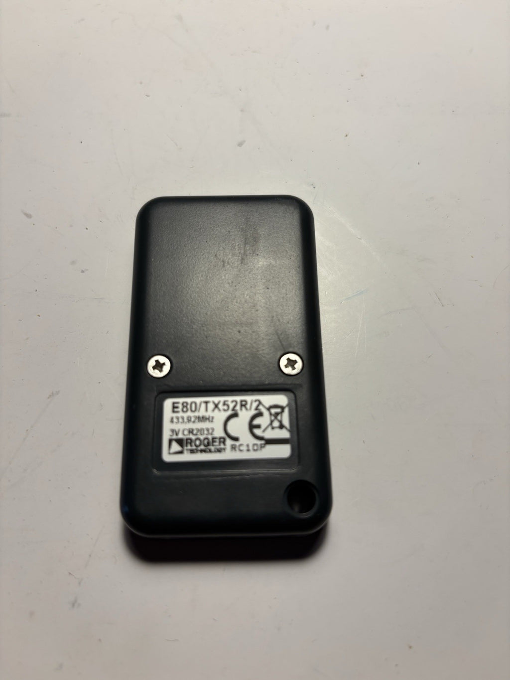 Roger Technology Télécommande 2 boutons E80/TX52R/2 433,92 MHz gris/noir