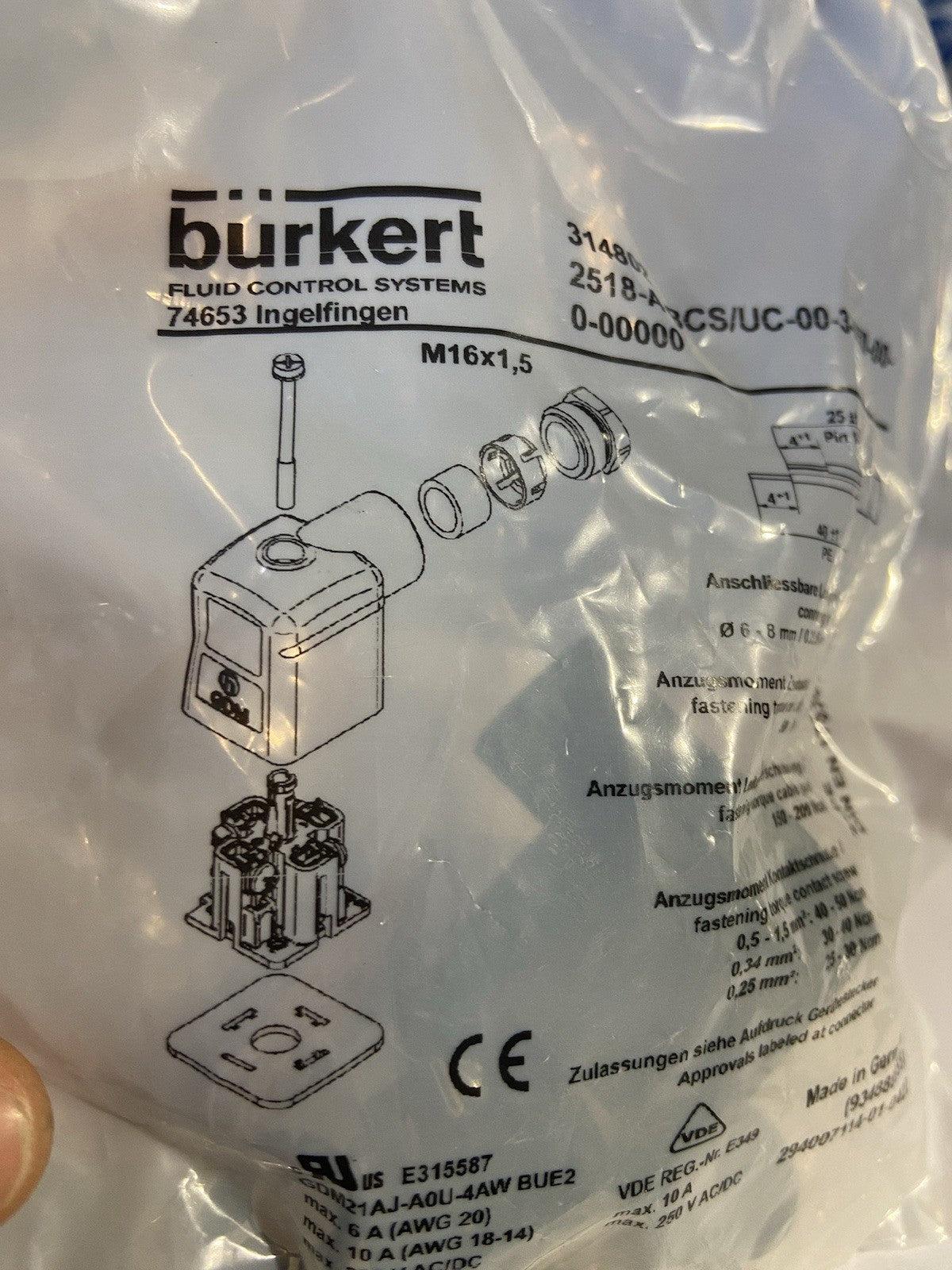 Connecteur de vanne Bürkert 2518 - 314802