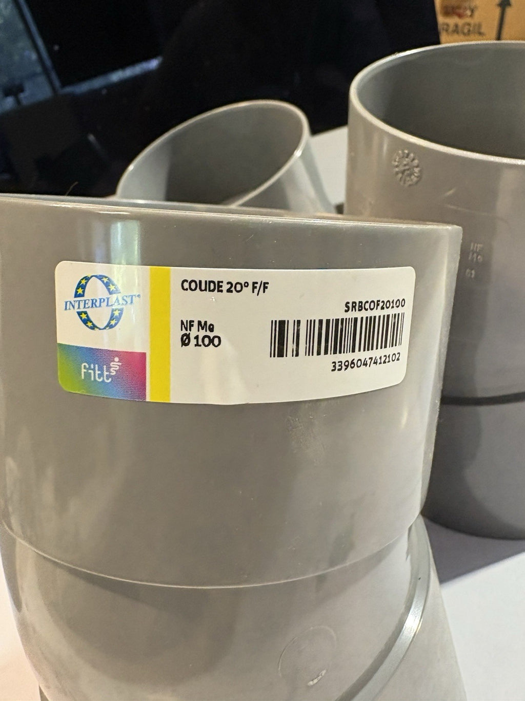 Lot de 5 Coude PVC En diam 100 À 20 Degrés fitt