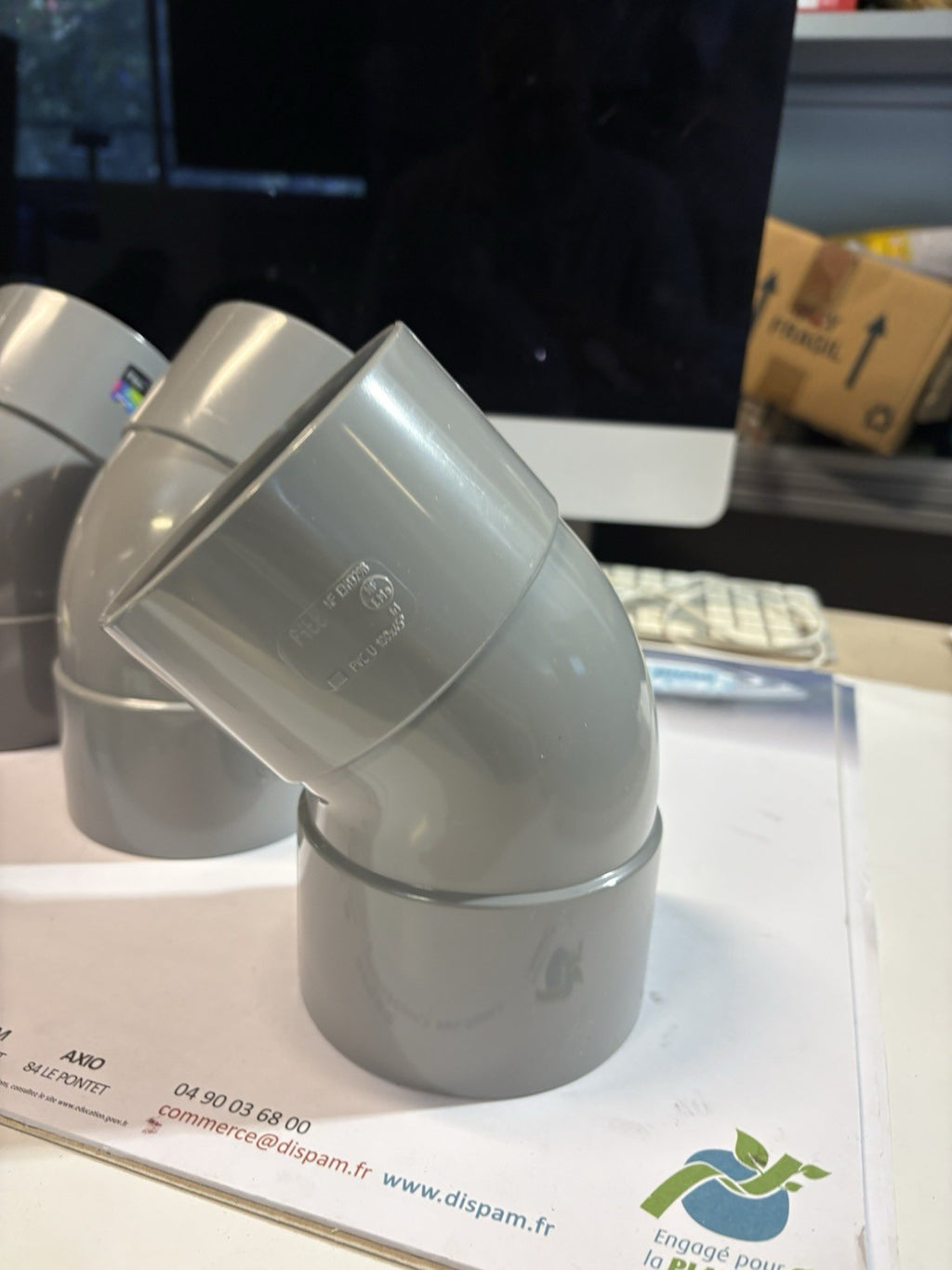 Lot de 5 Coude PVC En diam 100 À 45 Degrés fitt