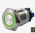 Bouton poussoir, Ø 19 mm, Halo Vert