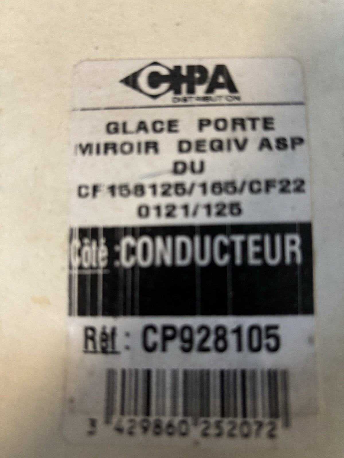Glace de rétroviseur Chpa CP928105 - Côté Conducteur Neuf