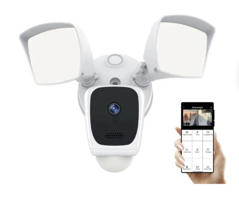 GATES SMARTYLIGHT Caméra surveillance Wi‑Fi 1080p IP65 230V PIR 128Go