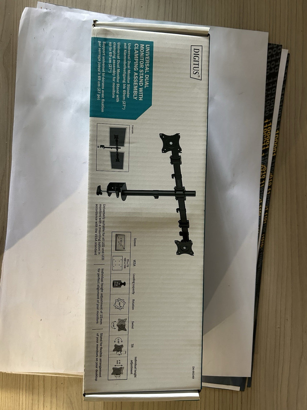 Digitus Support universel pour double écran avec pince de fixation