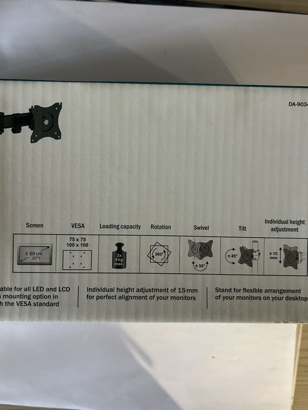 Digitus Support universel pour double écran avec pince de fixation