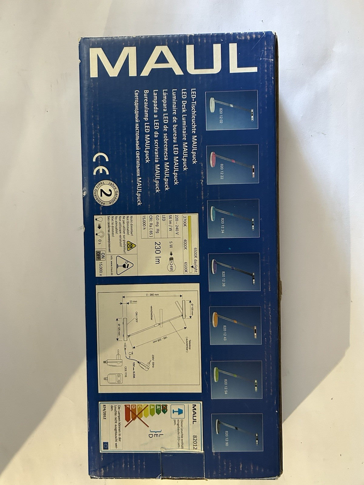 Luminaire de bureau MAULpuck LED 6.500 K socle noir