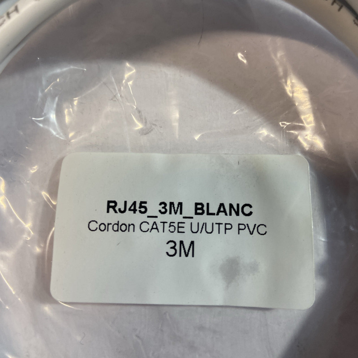 Cable RJ 45 3M Blanc Catégorie 5E