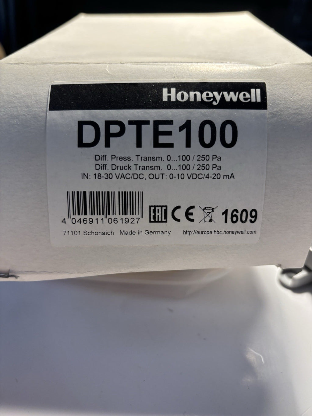 Transmetteur de pression différentielle Honeywell DPTE100 (Neuf complet)
