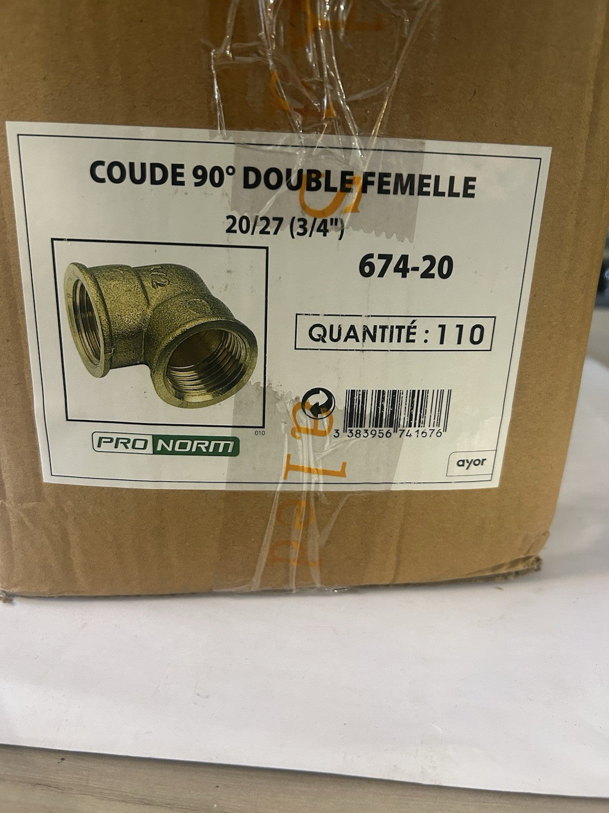 Lot De 10COUDE LAITON EGAL DOUBLE