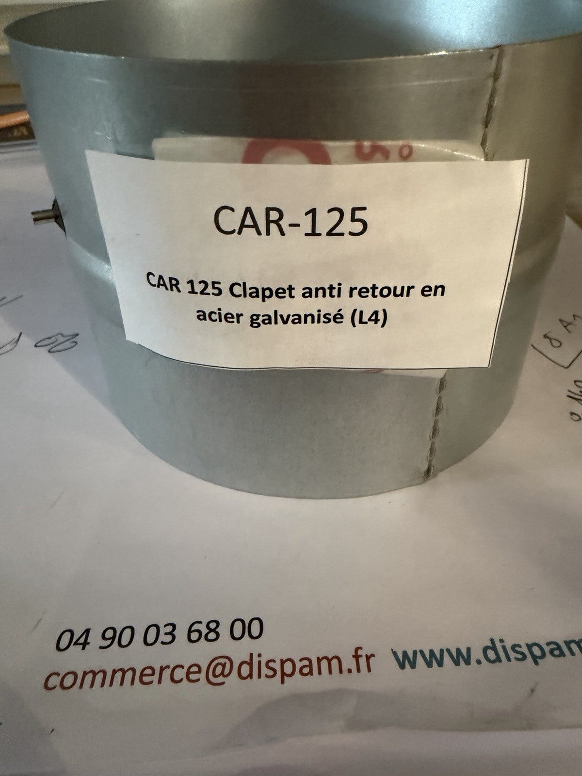 Clapet anti retour Ø 125 mm pour conduit rigide galvanisé