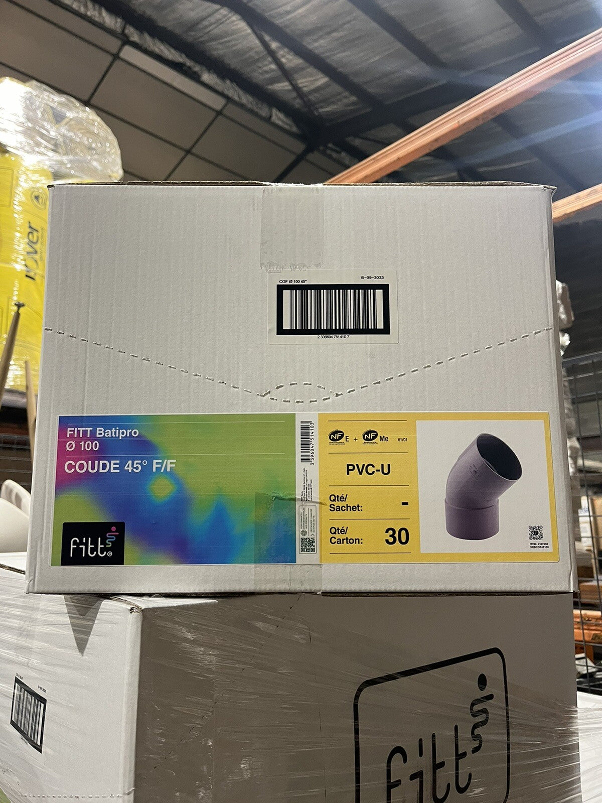 Lot de 5 Coude PVC En diam 100 À 45 Degrés fitt