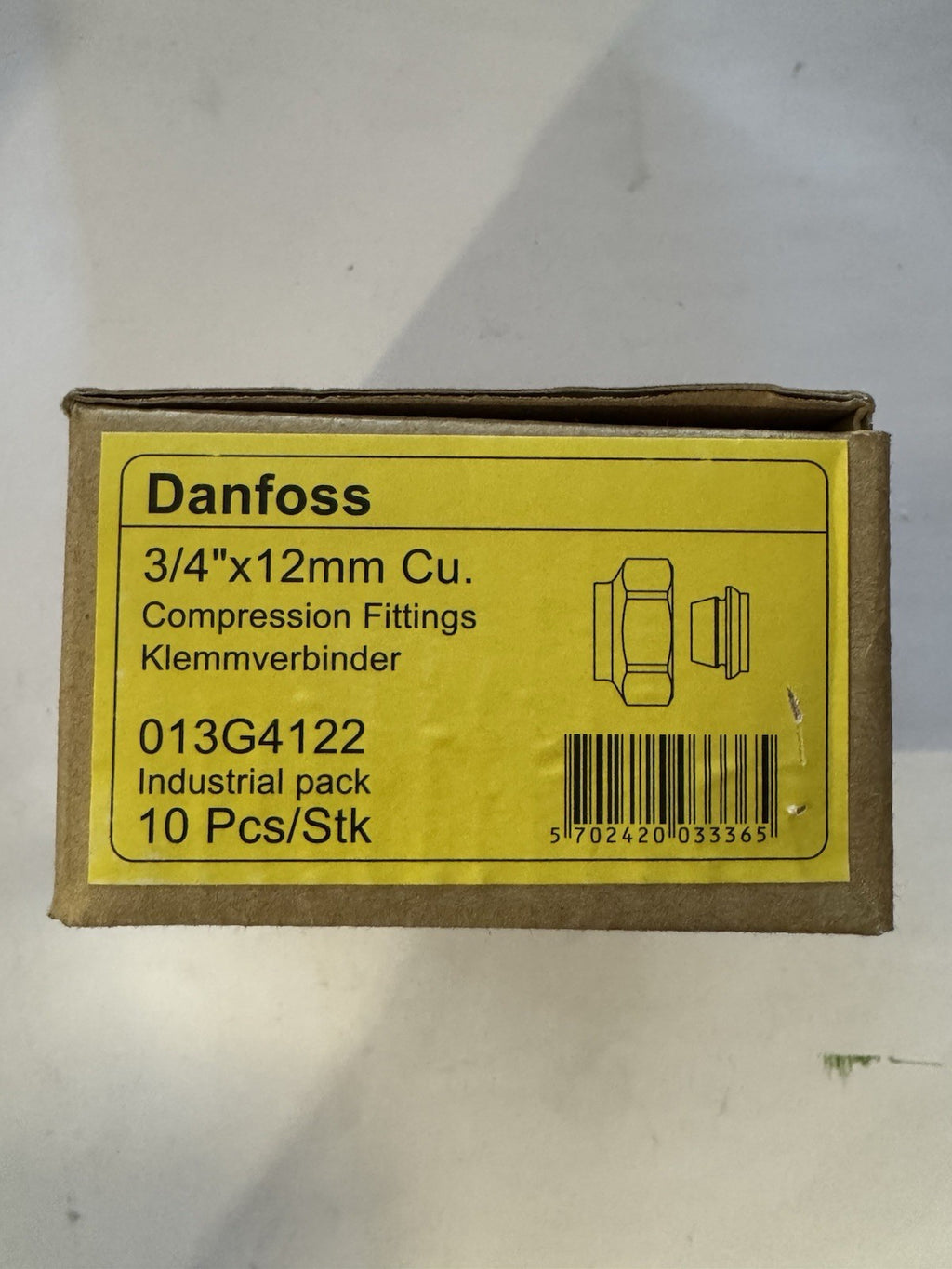 Raccord à compression 3/4 X12 danfoss Ref 013g4122