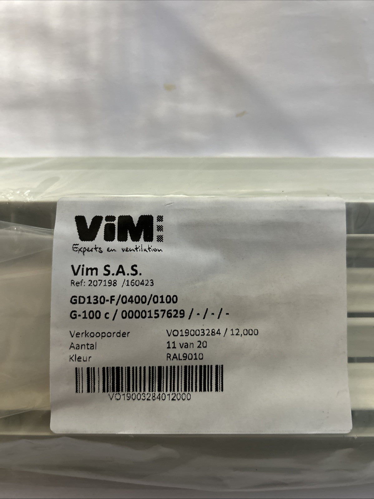 Grille de ventilation VIM G-100 C 400 x 100 mm blanche RAL9010