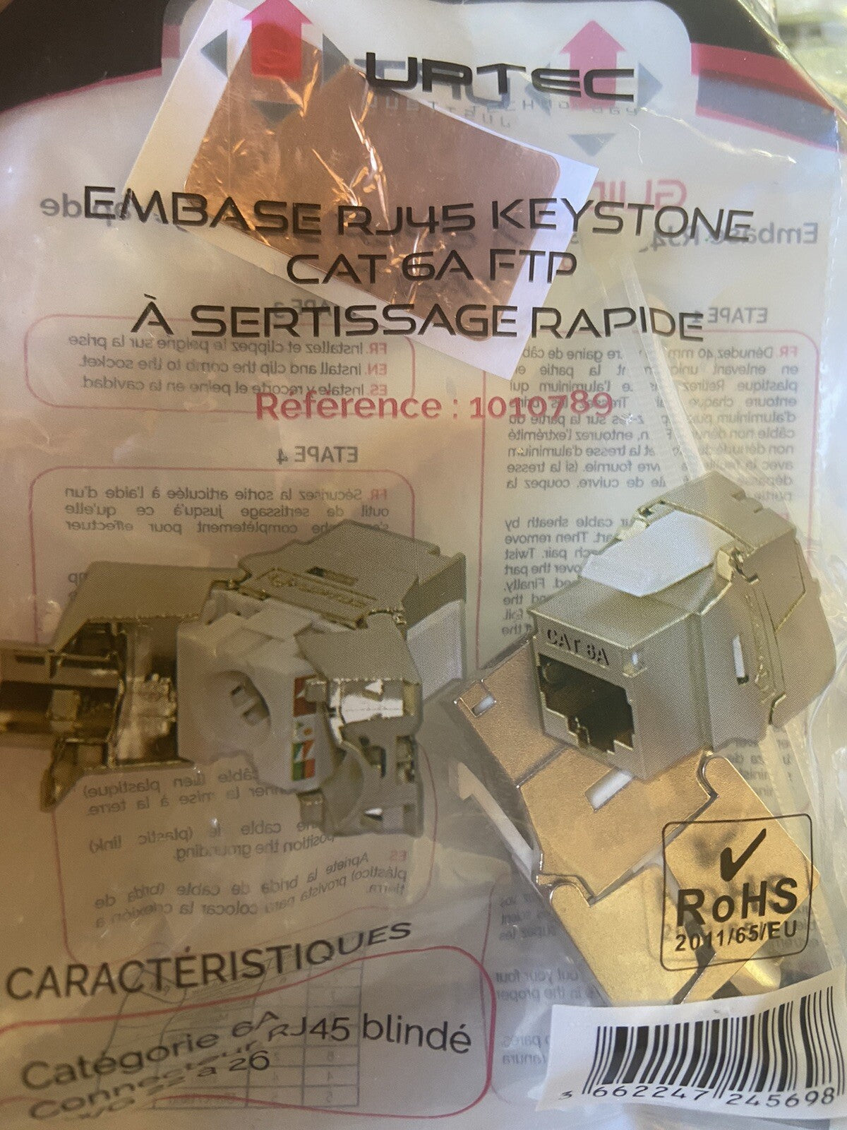 Utec Lot De 18 Embases RJ45 Keystone Cat 6 FTP à Sertissage Rapide 1010789