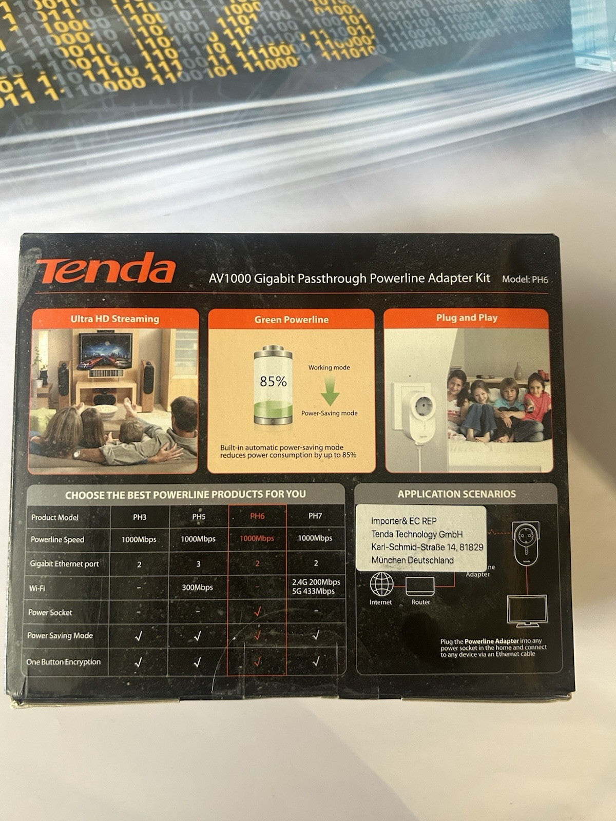 kit d'adaptateurs CPL (Courant Porteur en Ligne) modèle Tenda AV1000 (PH6)