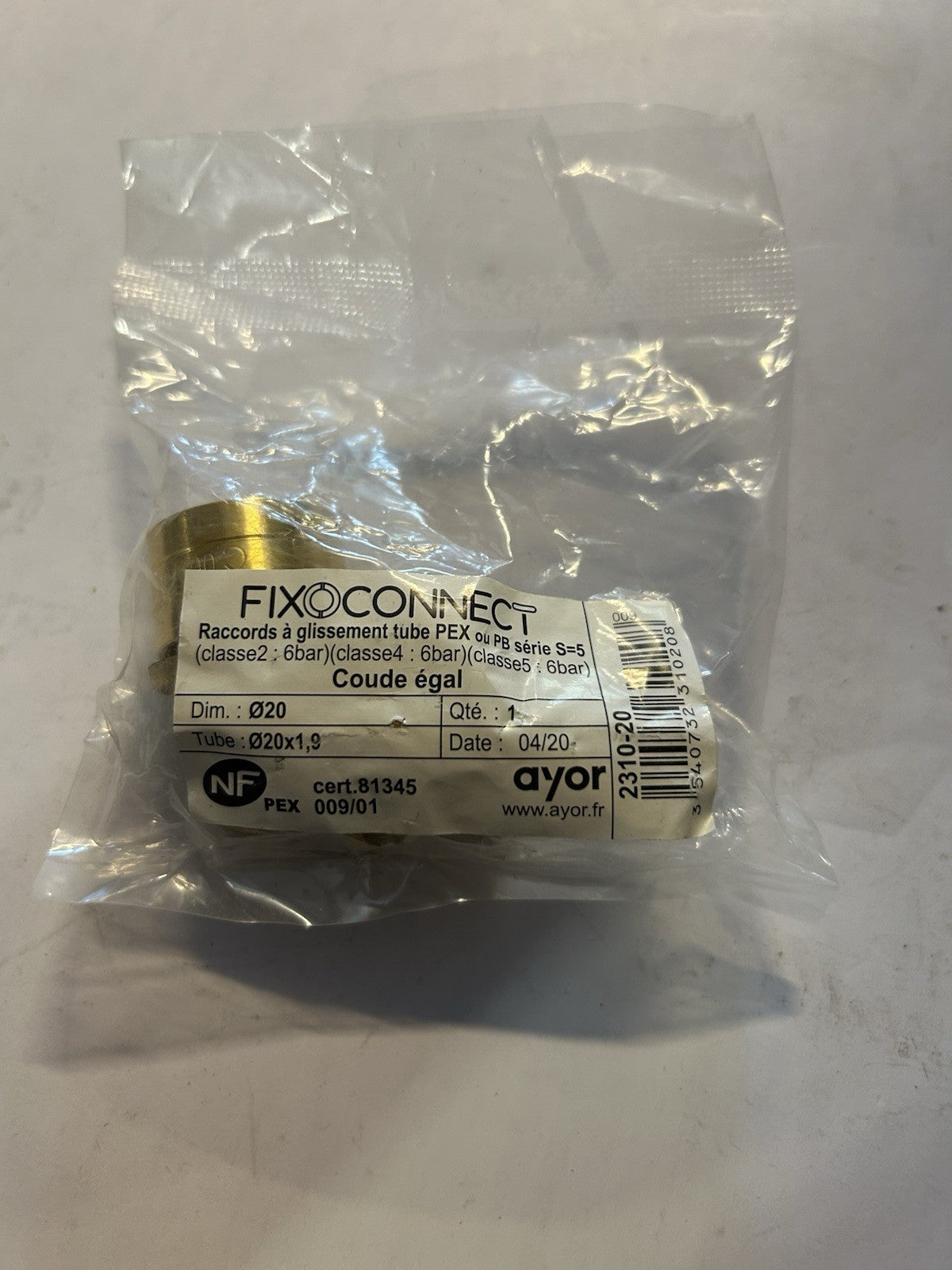 Lot De 10 Raccord À Glissement Tube PEX ouPB série S=5