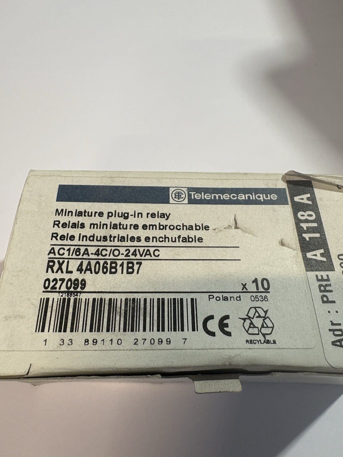 Relais miniature embrochable rxl4a06b1b7