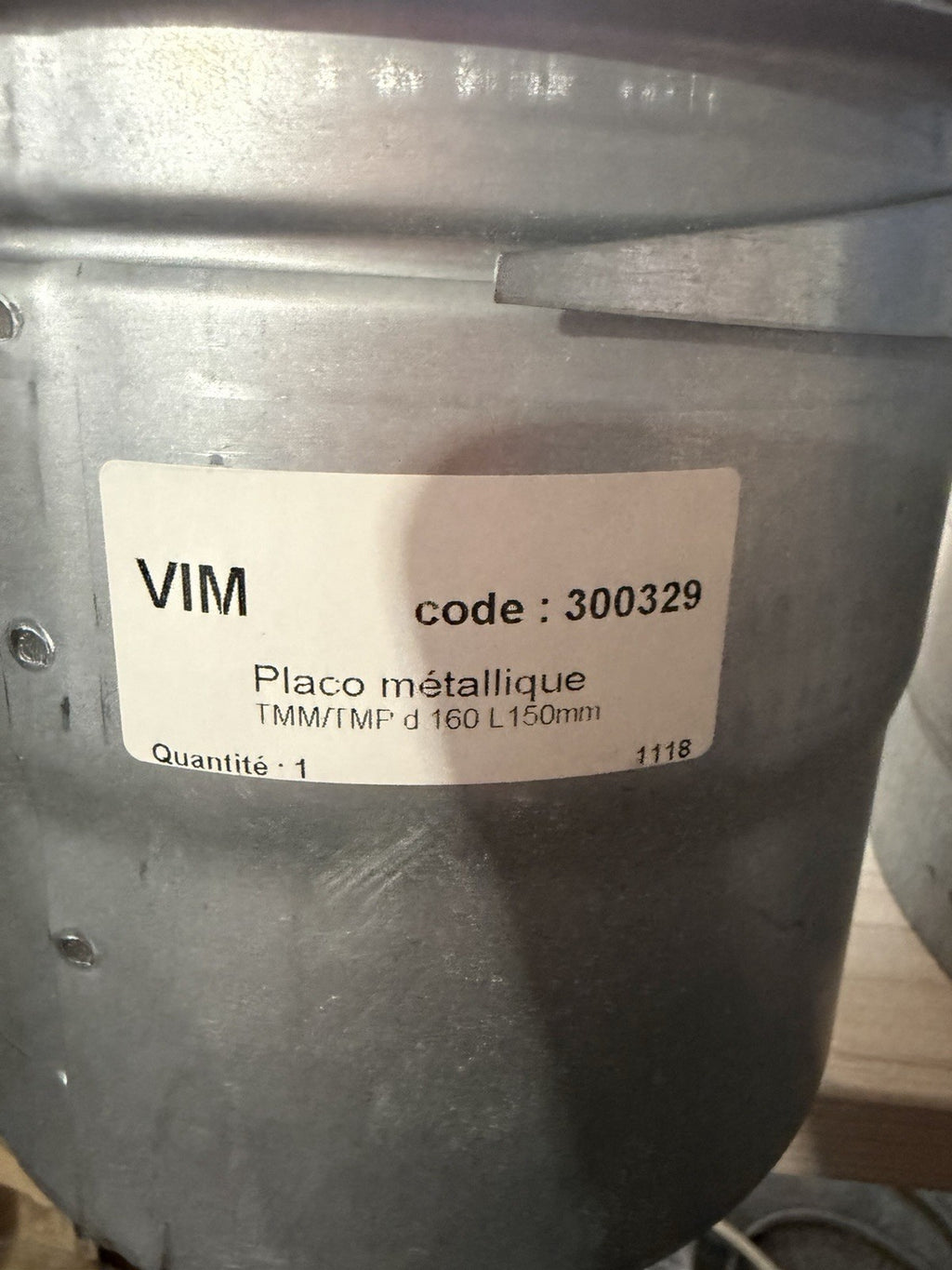 Placo métallique VIM d 160L 150mm