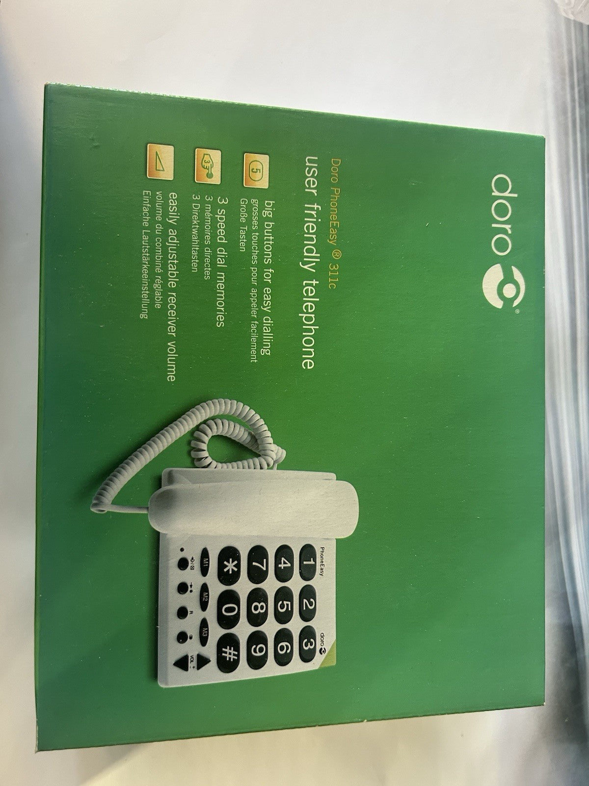 Téléphone Fixe Grosses Touches avec Mémoire Directe Doro PhoneEasy 311C Blanc