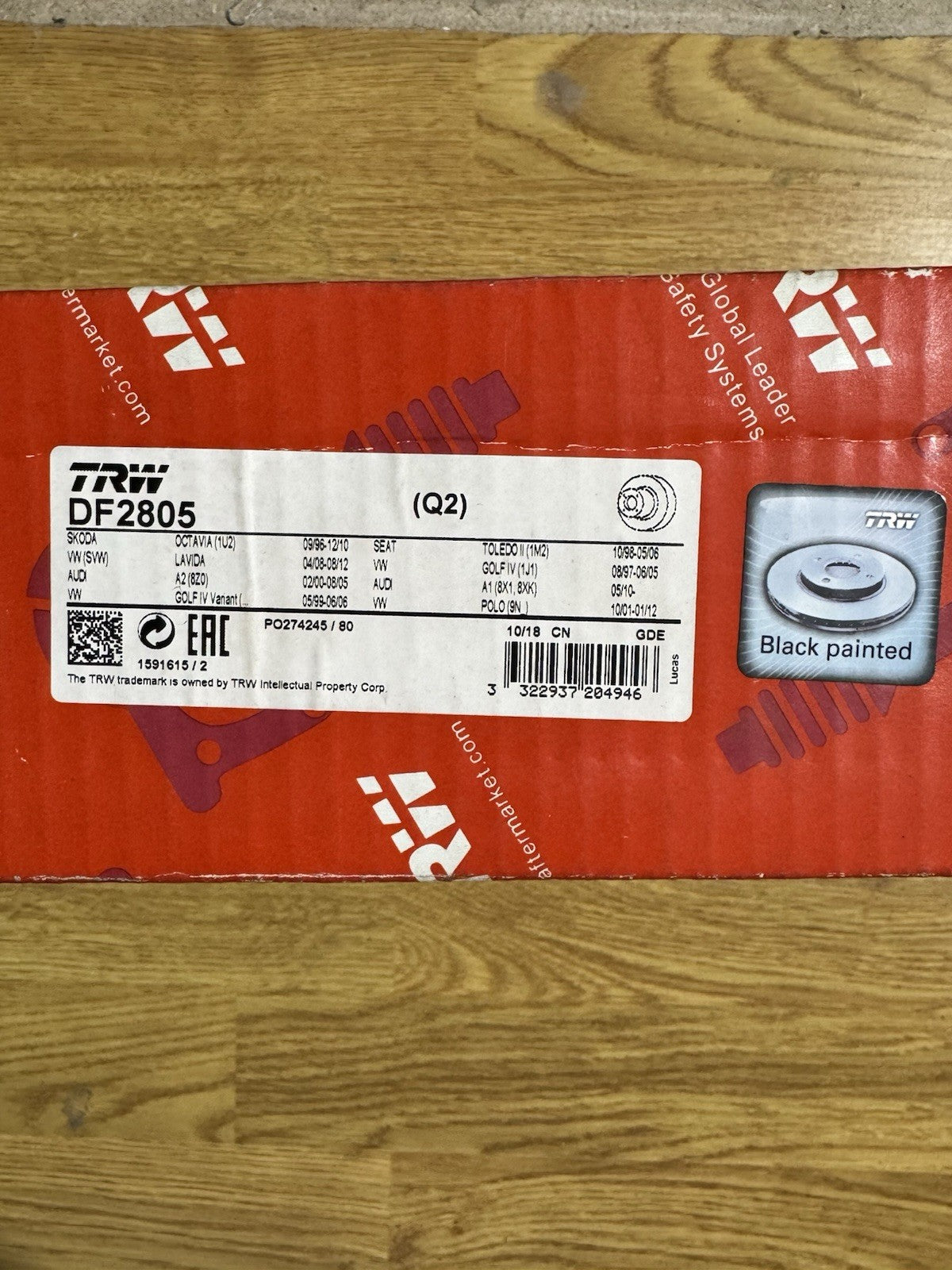 Disque De Frein TRW 2805 Pour Audi, Seat, Skoda