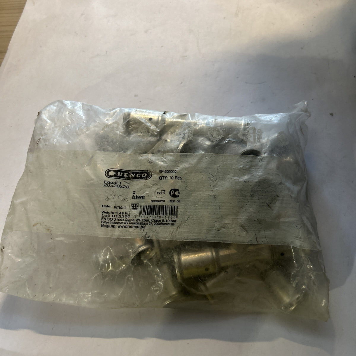 Lot De 10Té à sertir Henco pour tube multicouche 20 x 20 x 20 mm