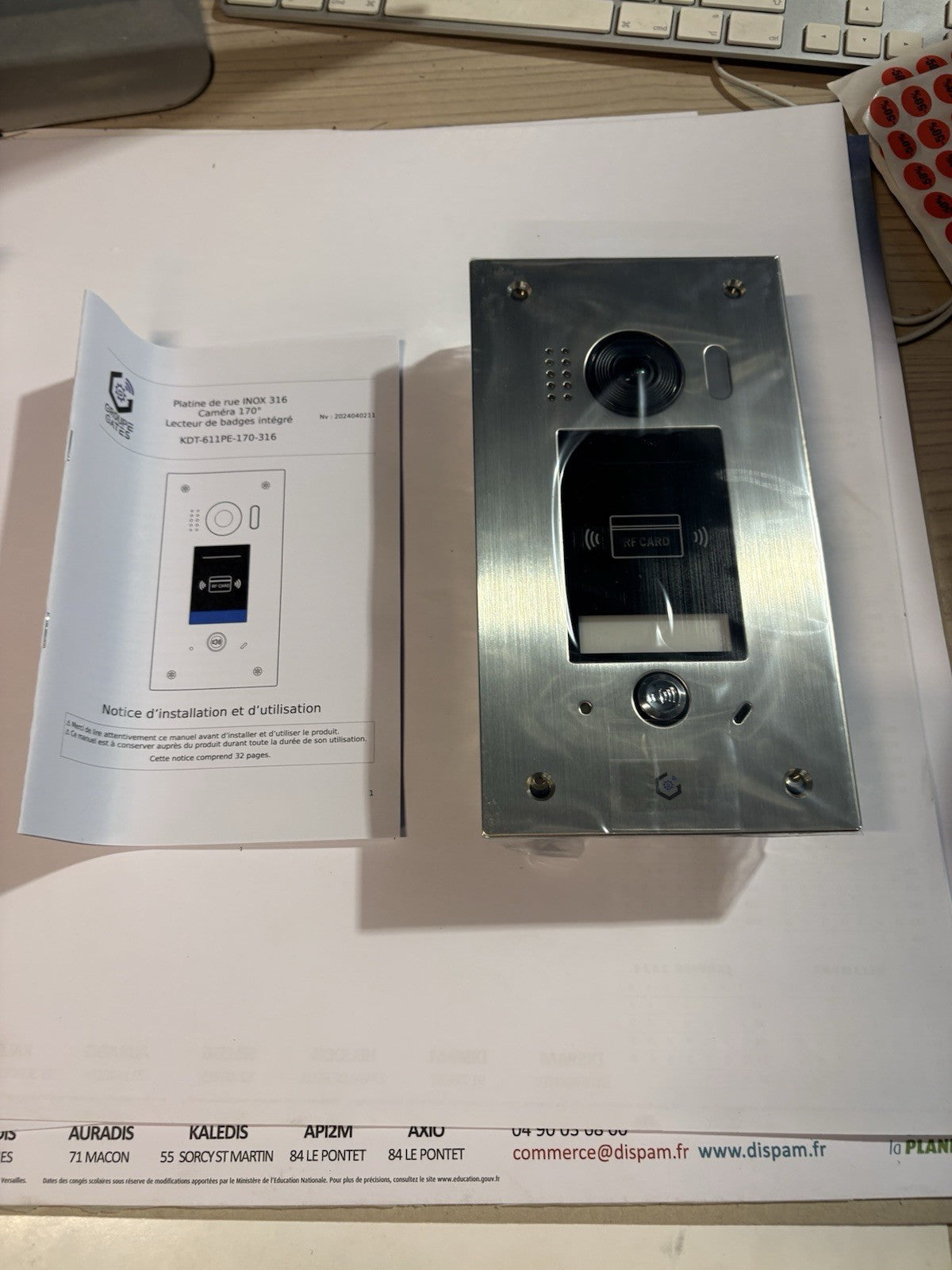 Platine de rue à badges pour visiophone kdt-611-pe-170-360 Gates