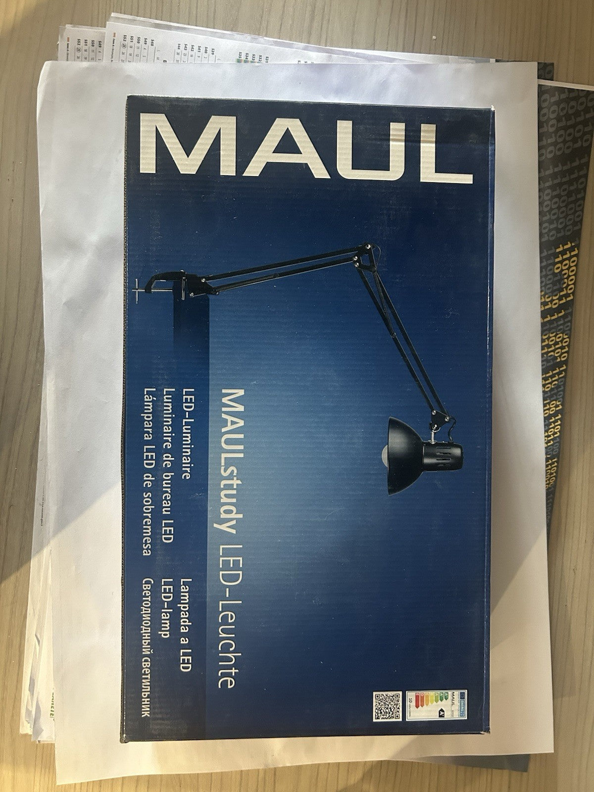 MAUL Luminaire de bureau MAULstudy E27 LED 3.000 K pince noir