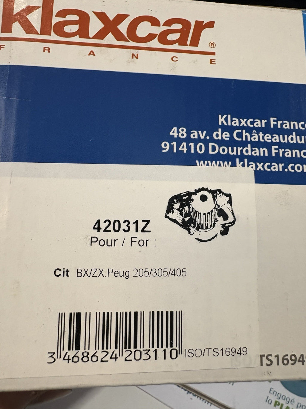 Pompe à eau 42031z Citroën bx/cx et Peugeot 205/305/405