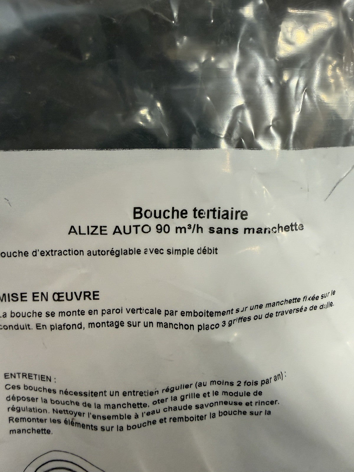 Bouche d’extraction autoréglable Alizé auto 90