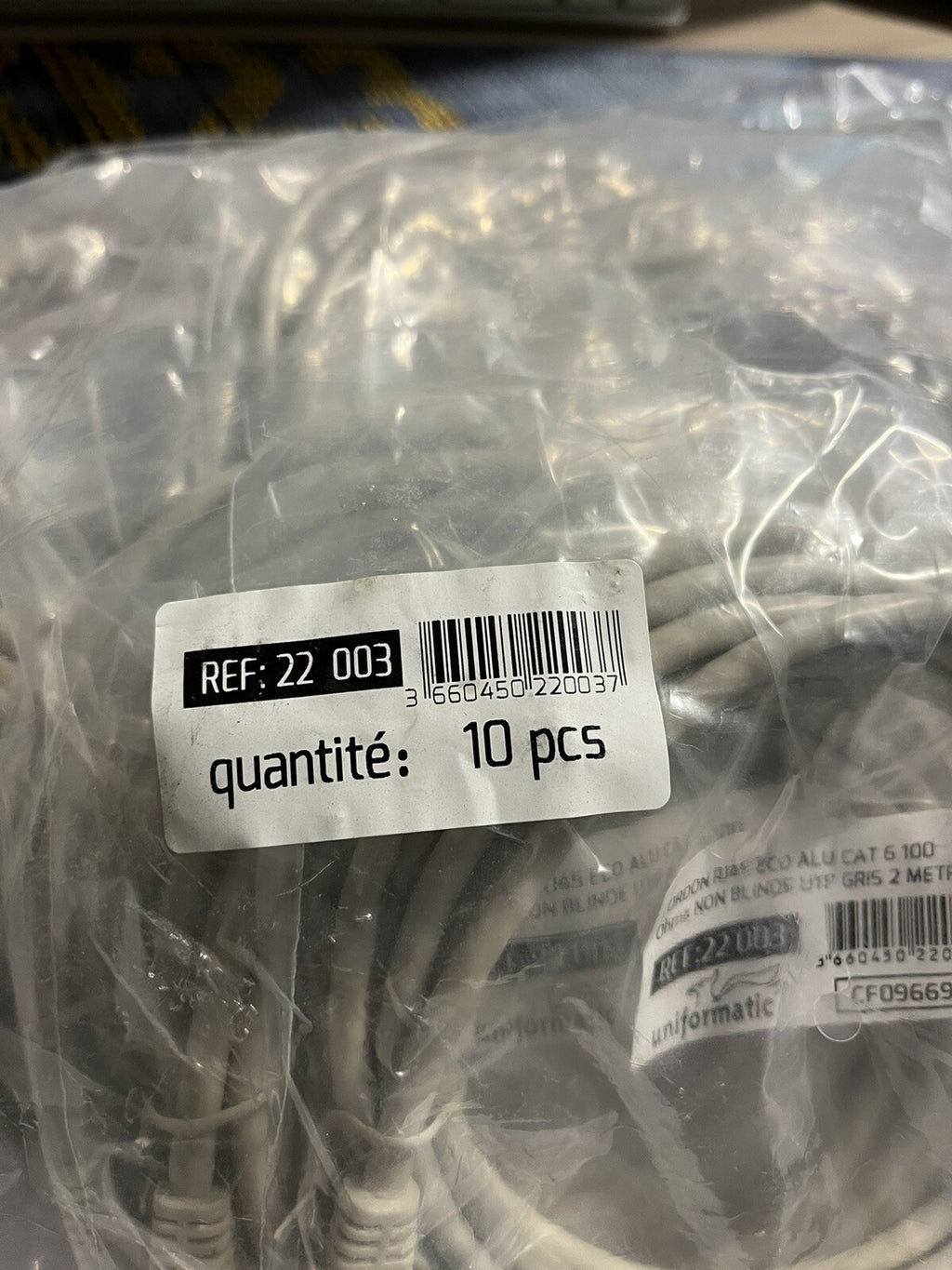 Tecline Cordon patch RJ45 S/FTP CAT 6a Gris - 2m QUANTITE : 10