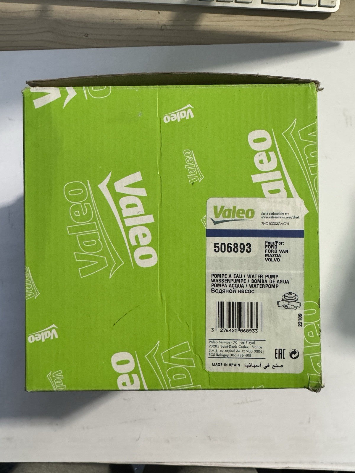 Pompe A Eau Valeo 506893 Pour Ford Mazda Volvo