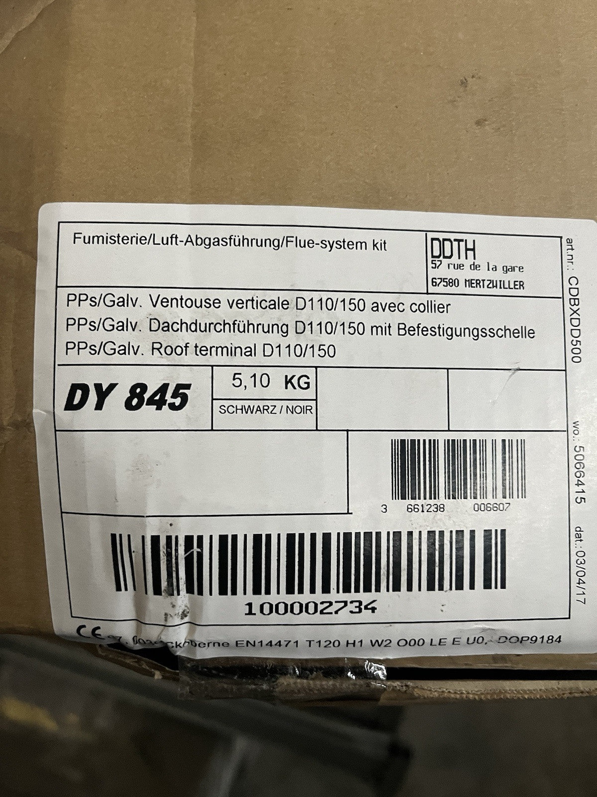 Ventouse verticale d110/150