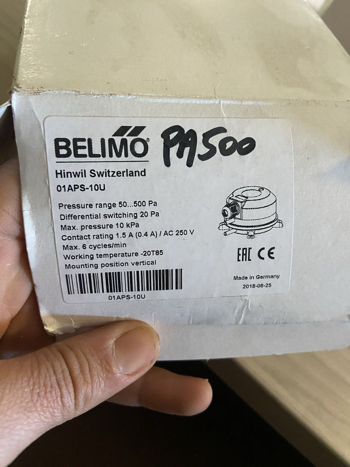 Interrupteur de pression différentielle Belimo 01APS-10U