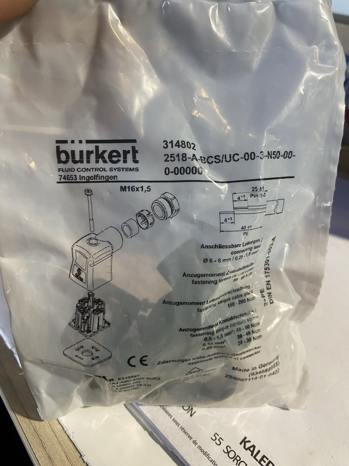 Connecteur de vanne Bürkert 2518 - 314802